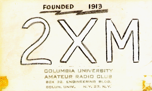 hand-drawn "2XM" QSL card