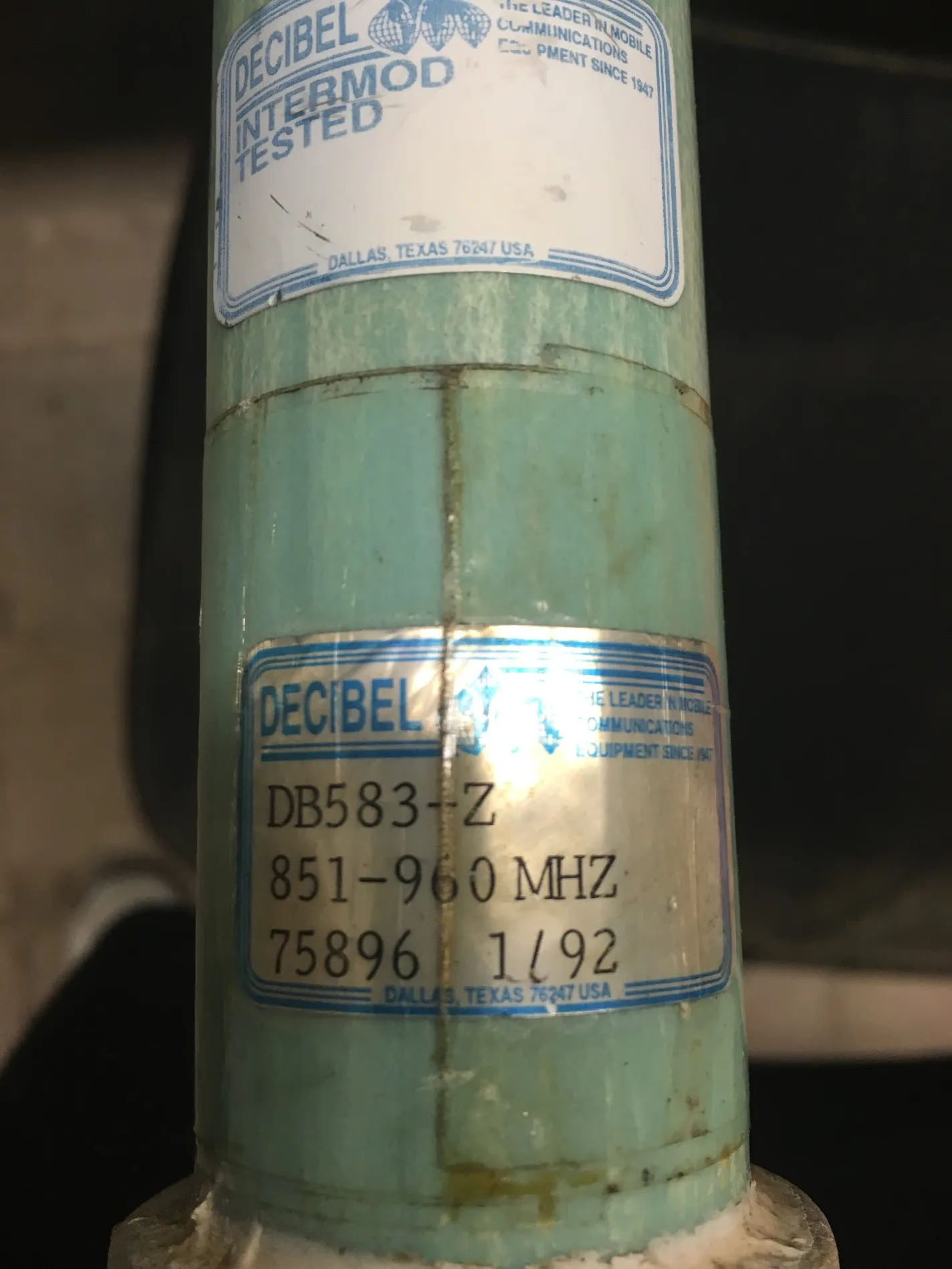 Decibel DB583-Z manufacturer specifications plate