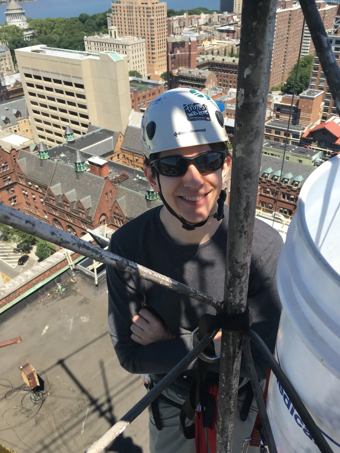 John, KF7NFM, on the tower
